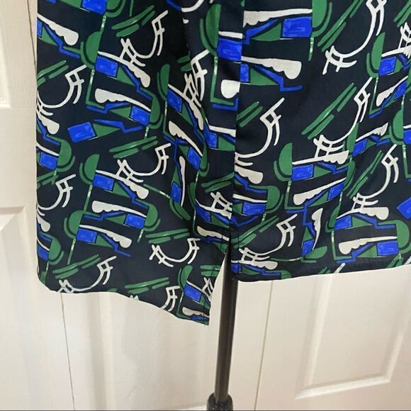 Eloquii Green Blue Black Abstract Pattern Long Sleeve Blouse - Picture 7 of 12